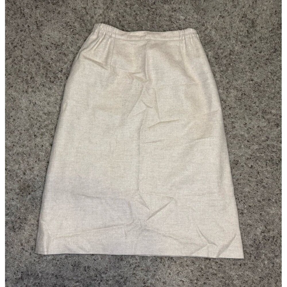 BARCLAY SQUARE VTG Houndstooth Wool Skirt Academia Preppy Career Pockets 14 - Picture 2 of 10